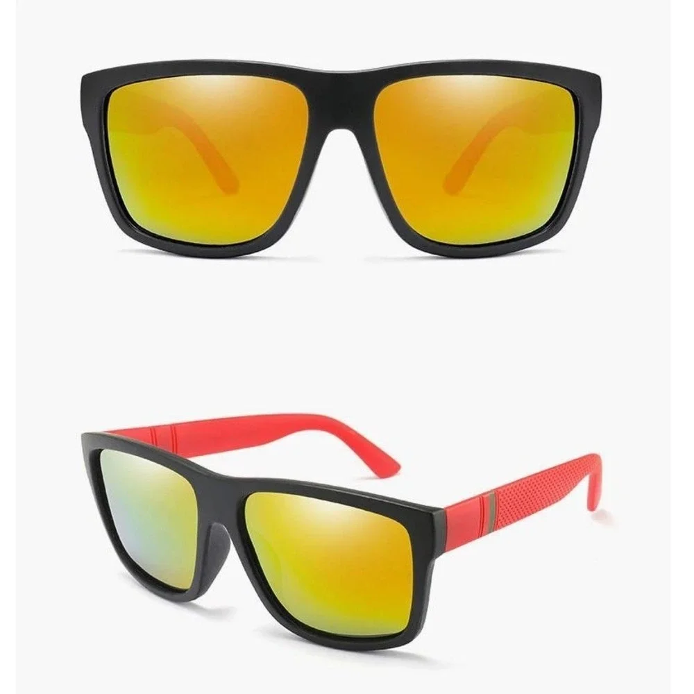 Men's Sunglasses Polarized ORange Mirrored Lens Square Frame Driving Fishing New